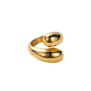 Bagues dôme plaquées or pour femmes, en acier inoxydable, ouverture irrégulière, cadeau pour femmes et hommes - Product Image 6