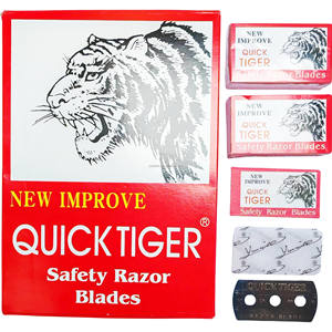 Heetverkopende superkwaliteit scheermesjes met drie gaten, dubbele snede, met Quick Tiger-design, zwart. Productcategorie. - Product Image 5