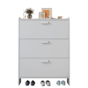 Gabinete <span class=keywords><strong>Zapatero</strong></span> <span class=keywords><strong>con</strong></span> Cajones Abatibles para Entrada Pasillo Estilo Moderno <span class=keywords><strong>y</strong></span> Sencillo Estante para Zapatos de Balcón Blanco - Product Image 6