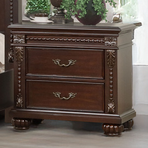 Juego de Muebles de Dormitorio Clásico Americano en Color Marrón Oscuro Tallado - Cama con Cabecero Ornamentado - Product Image 2