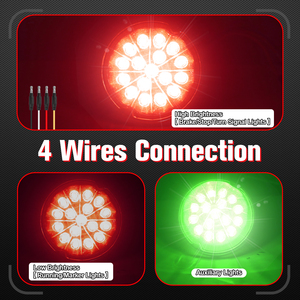 2PCS 17LED Feux de signalisation auxiliaires rouges + verts double révolution type pastèque avec boîtier chromé pour camion, 12V, IP67 - Product Image 2
