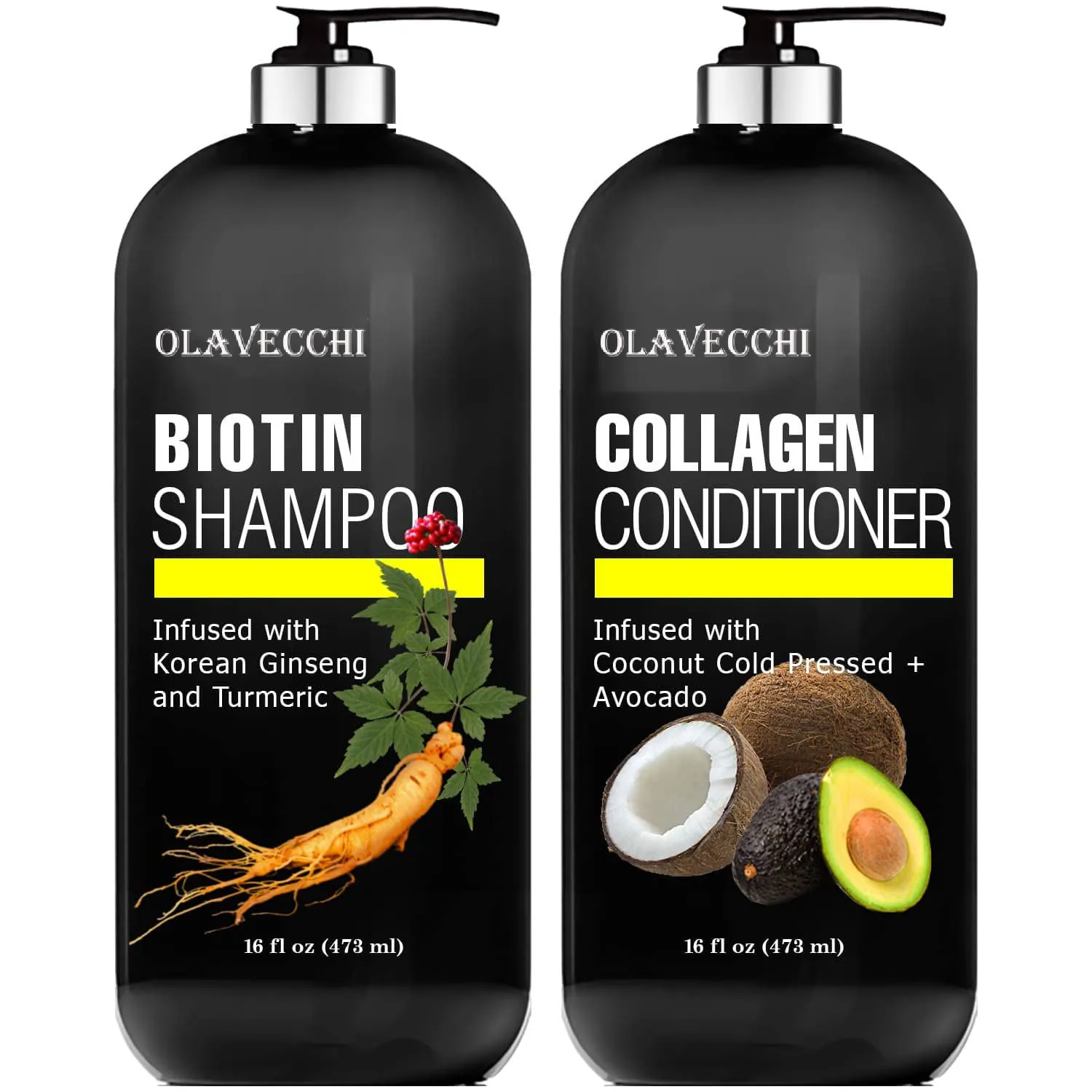 Acondicionador de etiqueta privada para combatir la pérdida de cabello y adelgazamiento promueve el crecimiento del cabello con champú y acondicionador de colágeno de biotina de aguacate y coco