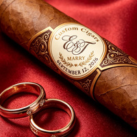 Pegatinas Personalizadas para Anillos de Cigarros, Papel Adhesivo con Lámina Dorada, Resistentes al Agua, Impresión por Estampado en Caliente, Logotipo Personalizado para Bodas y Cumpleaños