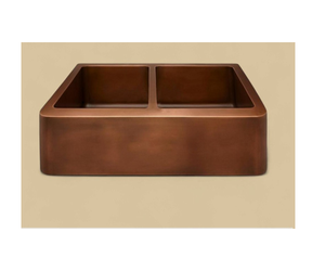 Évier de cuisine rustique en cuivre massif, fait main, finition martelée, grand évier simple avec appui-front et aspect antique - Product Image 1