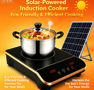 Kit de cuisinière à induction solaire portable à brûleur unique, pratique pour l'extérieur et l'hôtellerie, avec batterie et panneau solaire - Product Image 4