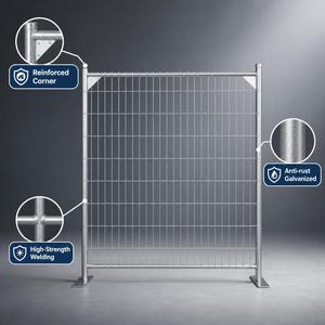 Barrière de sécurité métallique portable pour extérieur, clôture mobile de chantier <span class=keywords><strong>avec</strong></span> pinces stables pour la construction et les événements, barricade temporaire - Product Image 5