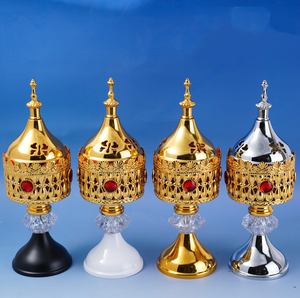 Four d'aromathérapie d'art en fer creux doré transfrontalier avec perceuse four à encens de bureau de décoration intérieure arabe du Moyen-Orient - Product Image 2