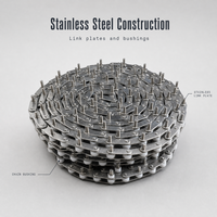Chaîne à rouleaux en acier inoxydable C2052, chaînes à rouleaux 304 pour élévateur à godets de 1,8 L, chaîne de convoyeur
