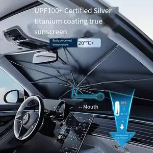 غطاء مظلات شمسية لزجاج السيارة الأمامي من Baseus مظلة شمسية بطبقة مزدوجة قابلة للطي