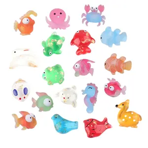 Diskon besar-besaran mainan hewan laut miniatur flatback berwarna jelly cabochon resin slime diy