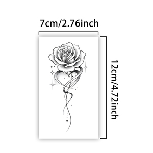 Tatouage temporaire esthétique à la rose, tatouage semi-permanent, imperméable, dure 2 semaines, tatouage réaliste à base de plantes pour le bras et le corps - Product Image 2