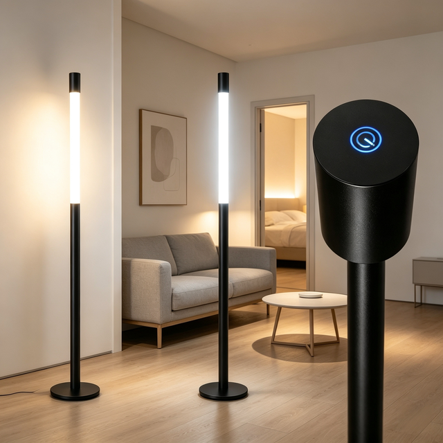 Stepless Dimming Vertical LED Standing Floor Lamp DC12V Smart Touch Top Panel Warm to Cool White Floor Light Living Room Decor