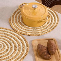 Set de table rond en corde de coton et raphia tressé à la main, motif sucette, pour table à manger, mariage, luxe