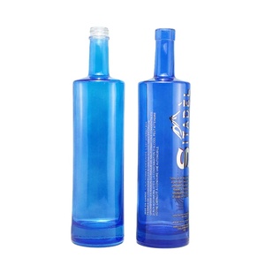 RSG-botella vacía de corcho para vino, Ron, Licor, Gin, Whisky, contenedor Xo redondo de 750ml, vidrio azul cobalto de colores, botella de 700ml - Product Image 1