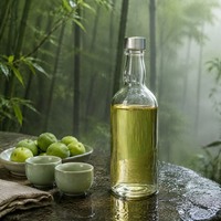 Bouteille en verre transparent avec bouchon à vis argenté, bouteille vide pour vin de prune, vin de fruits, vin de riz, stockage de boissons, logo personnalisé disponible