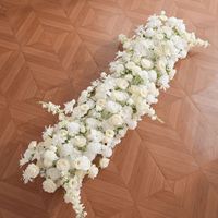 Chemin de table en fleurs artificielles en cascade, style Instagram, blanc, fait main, en polyester, de luxe, pour centre de table de mariage et décoration