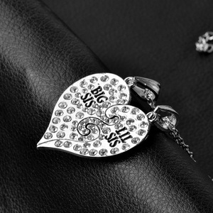 ZRM <strong>2</strong> Pcs/Set Classic Crystal Heart-Shaped Big Little <strong>Sister</strong> <strong>Necklace</strong> <strong>for</strong> <strong>Sisters</strong> Best Friends Forever Gold Silver Charm Jewelry - Product Image 5