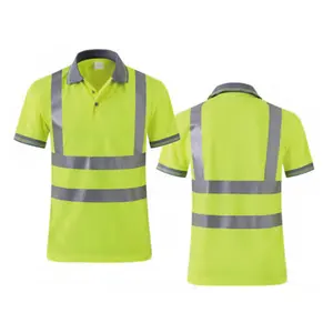 Защитные рубашки Hi-Vis быстросохнущие Полиэстеровые зеленые футболки желтые рубашки с длинным рукавом на пуговицах