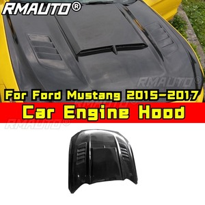 Couverture de moteur de voiture aspect fibre de carbone véritable pour Ford Mustang 2015-2017, kit carrosserie, accessoires de voiture, pièce de modification - Product Image 2