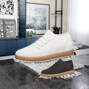 Baskets décontractées blanches d'été pour hommes en maille respirante avec semelle en caoutchouc antidérapante et rehaussement invisible - Product Image 3