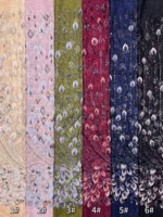 Tissu de Luxe en Dentelle Brodé Plat Plumes de Paon Exquises avec Perles Tubulaires pour Robe de Soirée Sirène 2026
