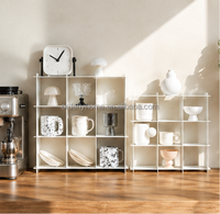 Étagère de présentation de tasses à café en métal blanc 3x3, type moderne, sur pied, 9 compartiments, organisateur de tasses pour comptoir, étagère pour salle de bain