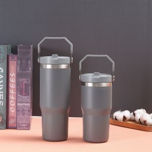 Gobelet de voyage isotherme à double paroi avec poignée antidérapante, couvercle et paille, 20oz 30oz, pour usage quotidien - Product Image 3