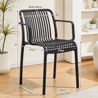 Chaise de salle à manger en plastique épaissi avec lattes verticales creuses, fauteuil de loisirs simple pour la maison et le patio avec dossier