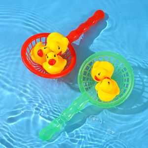 Ensemble de mini canards en caoutchouc pour le bain avec filet pour bébés de 0 à 24 mois, jouet aquatique en PVC, unisexe, taille unique - Product Image 1