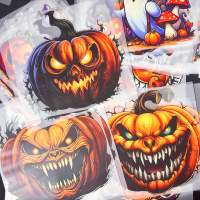 Transferts thermiques durables personnalisés pour Halloween, pour étiquettes de vêtements, patchs faciles à appliquer, fourniture en gros, impression par transfert