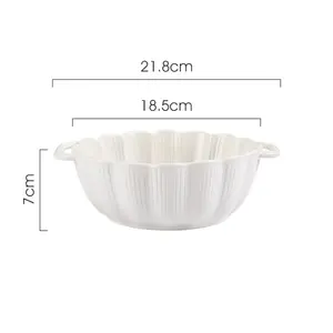 Glazed Ceramic Ramen Bowl with Handle Porcelain Noodle Salad Soup Serving Bowls Kitchen Accessories