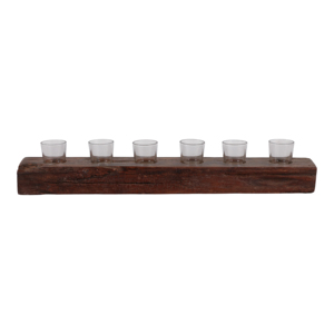 Portacandele in legno di recupero con 6 bicchieri in vetro per decorazioni per la casa, centrotavola, espositore da scaffale - Product Image 1