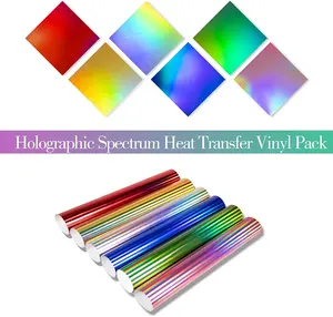 HTV Ferro de vinil de transferência de calor holográfico metálico macio cores sortidas prensa térmica em vinil para presentes DIY para o Natal filme alto
