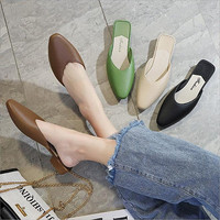 Sandales plates pour femmes, légères, antidérapantes, style classique, demi-chaussures sexy pour le printemps, prix d'usine