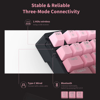 Écran intelligent TFT Bouton de volume remplaçable à chaud RVB Tri Mode Clavier mécanique rechargeable sans fil + filaire pour jeu