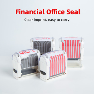 Tampon encreur pré-encré en plastique avec encre rouge intégrée, impression numérique pour usage bureautique, gestion efficace des documents - Product Image 1