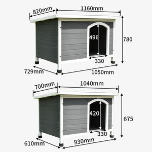 בית כלבי עץ בית מחמד לשימוש חיצוני עם צירים גג עמיד לגשם - Product Image 6