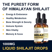 LOCRED Gouttes liquides de Shilajit 60ml – Supplément pur authentique avec acide fulvique et oligo-éléments – Gouttes alimentaires naturelles