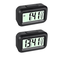 Jam alarm elektronik, untuk rumah kamar tidur ruang tamu, desktop layar LCD besar dengan tampilan digital, kalender, Jam alarm suara alami