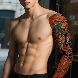 Tatuaje Temporal de Diseño Tribal Moderno y <span class=keywords><strong>Sexy</strong></span> para <span class=keywords><strong>Hombre</strong></span>, Color Blanco, de Larga Duración (2 Semanas), para Brazo Completo, Transferible al Agua - Product Image 2