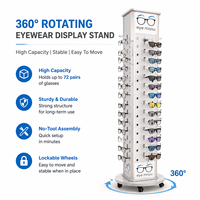 Présentoir central rotatif en métal à 3 faces, thermolaqué, couleur personnalisable, sur pied, à 8 étagères, pour lunettes