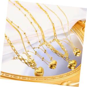 Ainty iny taintainless Steel 18K lated Old lated Eart hokhoker endant eckeclace harm Hain eckecklace omen ewelry - Product Image 1