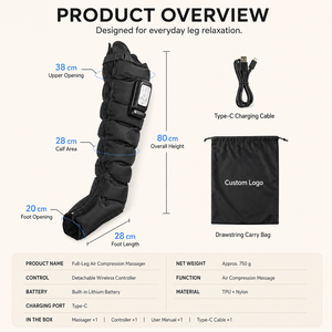 Massaggiatore per Gambe a Compressione d'Aria Indossabile, Macchina per Massaggi Ricaricabile USB per Cosce, Ginocchia, Polpacci e Piedi - Product Image 6