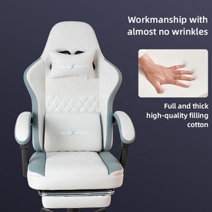 Tốt nhất vải trắng Racing Gamer ghế với làm mát & massage Tính năng điều hành phong cách máy tính ghế với thoải mái footrest - Product Image 4