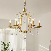 Lustre en cristal sur base en cuivre, style américain, pour salon, salle à manger, hôtel, personnalisable.