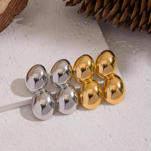 Pendientes de Bola Doble de Oro de Lujo para Mujer, Joyería a la Moda, Resistente al Agua, Sin Deslustre, Chapados en Oro de 18K, Antialérgicos - Product Image 2