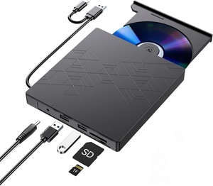 Reproductor Portátil USB 3.0, Grabador de CD RW con Lector de Tarjetas SD/TF y HUB para PC, Escritorio, Portátil, Linux, Unidad Óptica Externa, ROM, DVD - Product Image 1