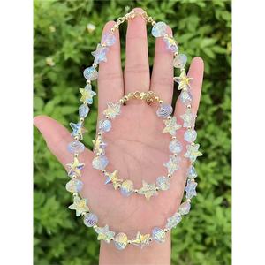 Pulsera/Collar de abalorios de cristal hechos a mano, conjunto de joyería de estilos de verano junto al mar, venta al por mayor, collar de moda - Product Image 2