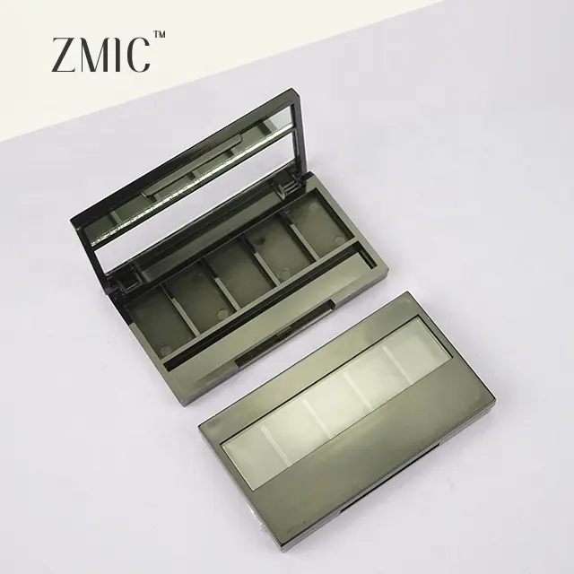 empty eyeshadow pallet transparent lid 5 color plastic makeup case eyeshadow palette with mirror