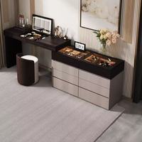 Table de toilette avec miroir, espace de rangement exclusif, résistante à l'usure et durable, en bois massif
